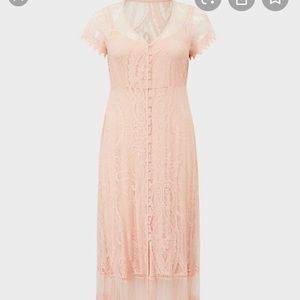 Light pink/peach lace maxi dress new with tags.